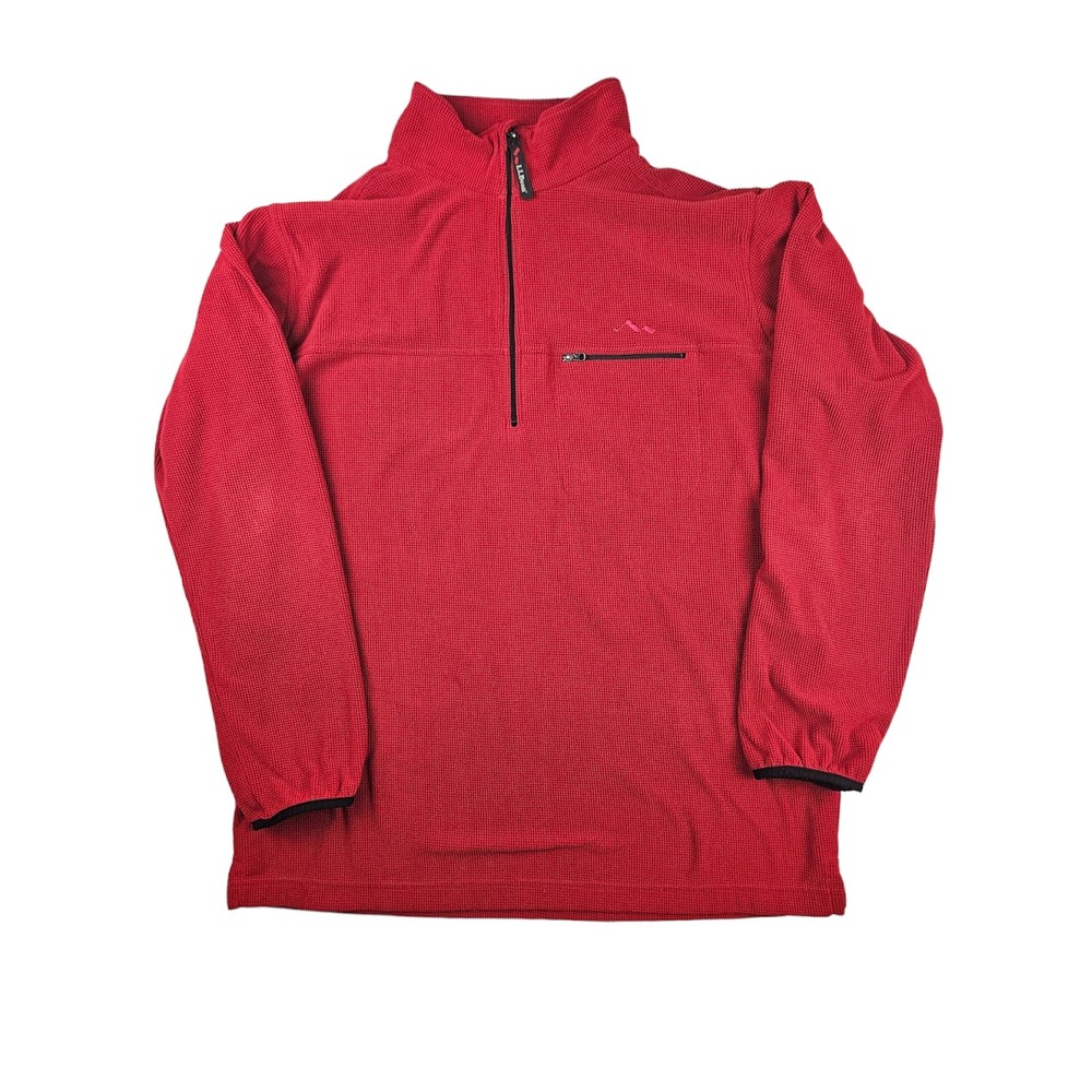 LL Bean Sweater‎ Mens Large Tall Red 1/4 Zip Pullover Gorpcore Hiking Outdoors